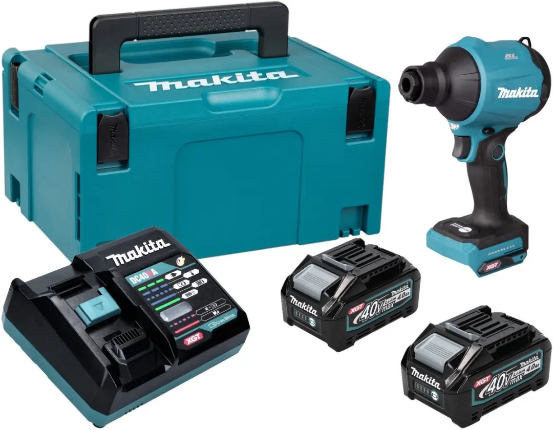 Makita AS 001 GM201 accublazer 40 V max. borstelloos + 2x accu 4,0 Ah + oplader