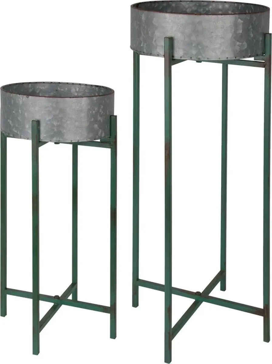 Esschert Design Plantenbakken 62,2/47,3 Cm Staal Zilver 2 Stuks