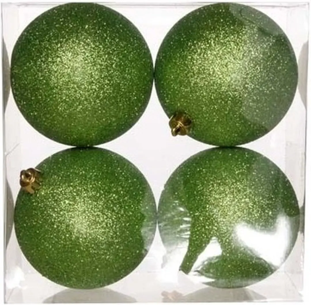 Cosy & Trendy Jolly Apple Green Glitter kerstballen
