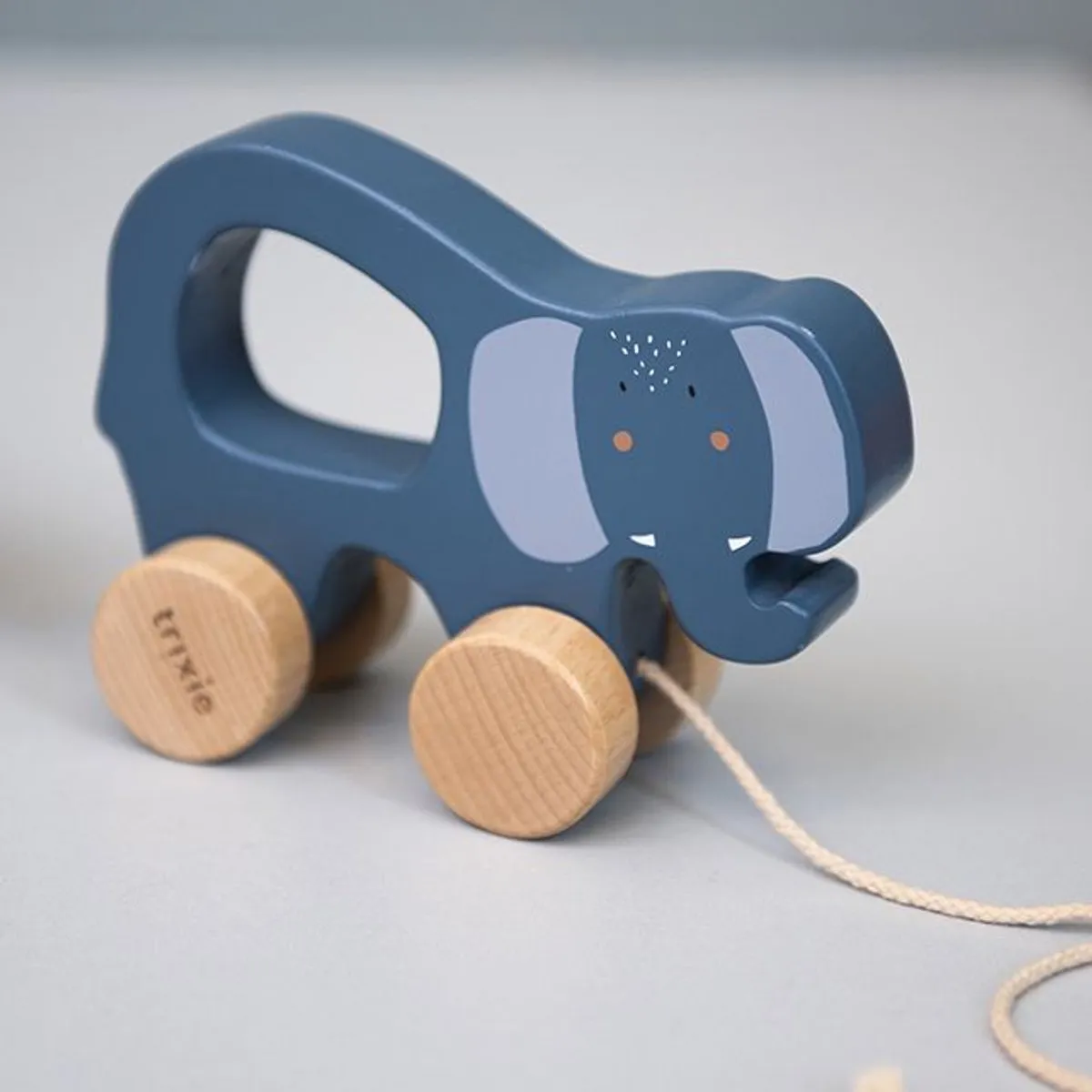 Trixie Houten Trekspeeltje Mrs. Elephant - Blauw