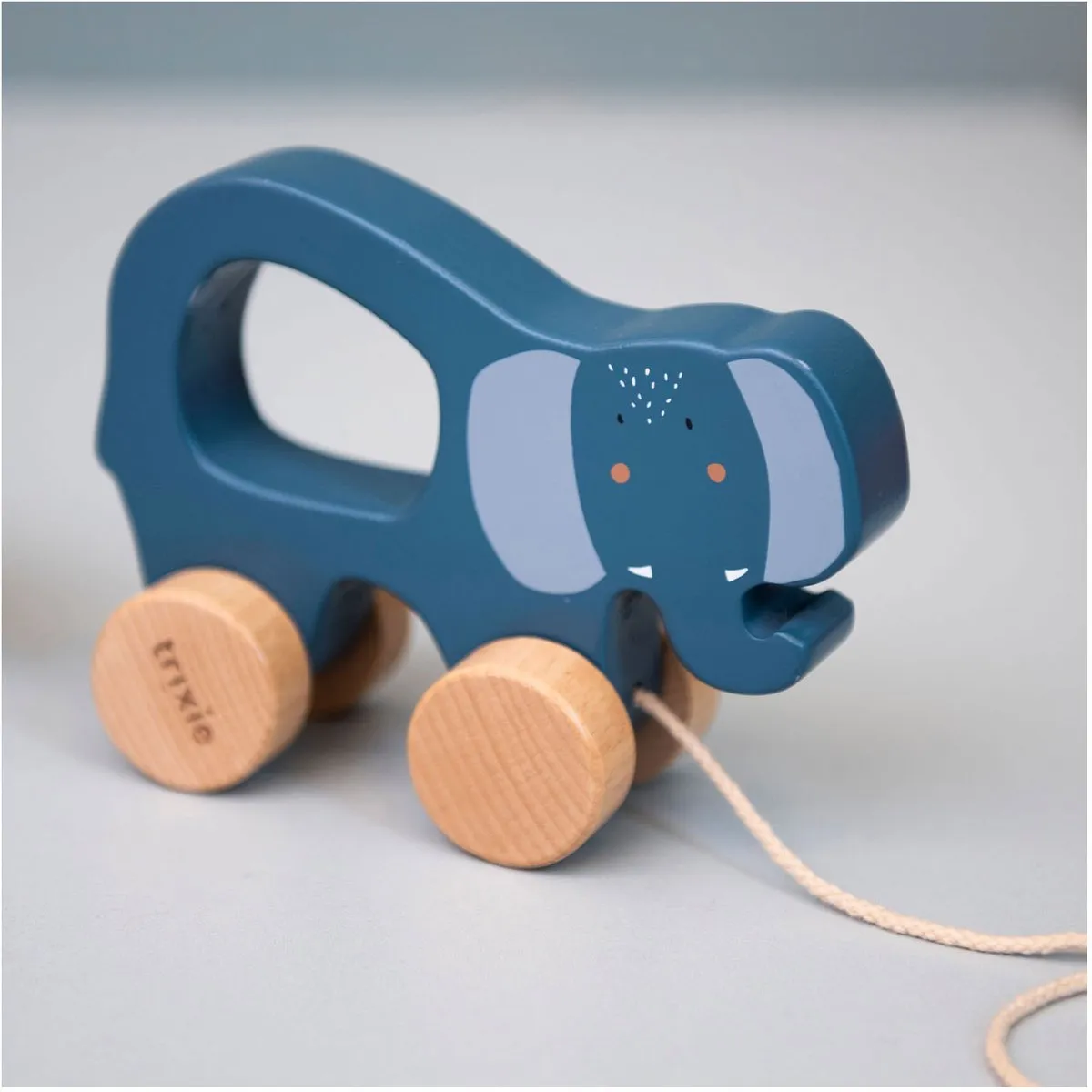 Trixie Houten Trekspeeltje Mrs. Elephant - Blauw