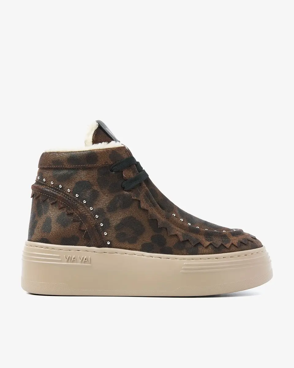 VIA VAI Isa Callum Sneakers Dames - Leer - Bruin - Maat 41