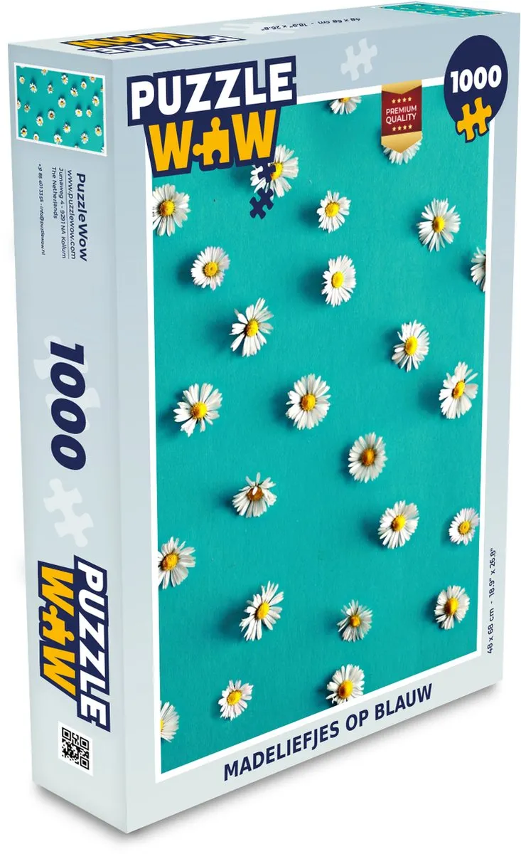 PuzzleWow Madeliefjes op blauw Legpuzzel 1000 Stuks