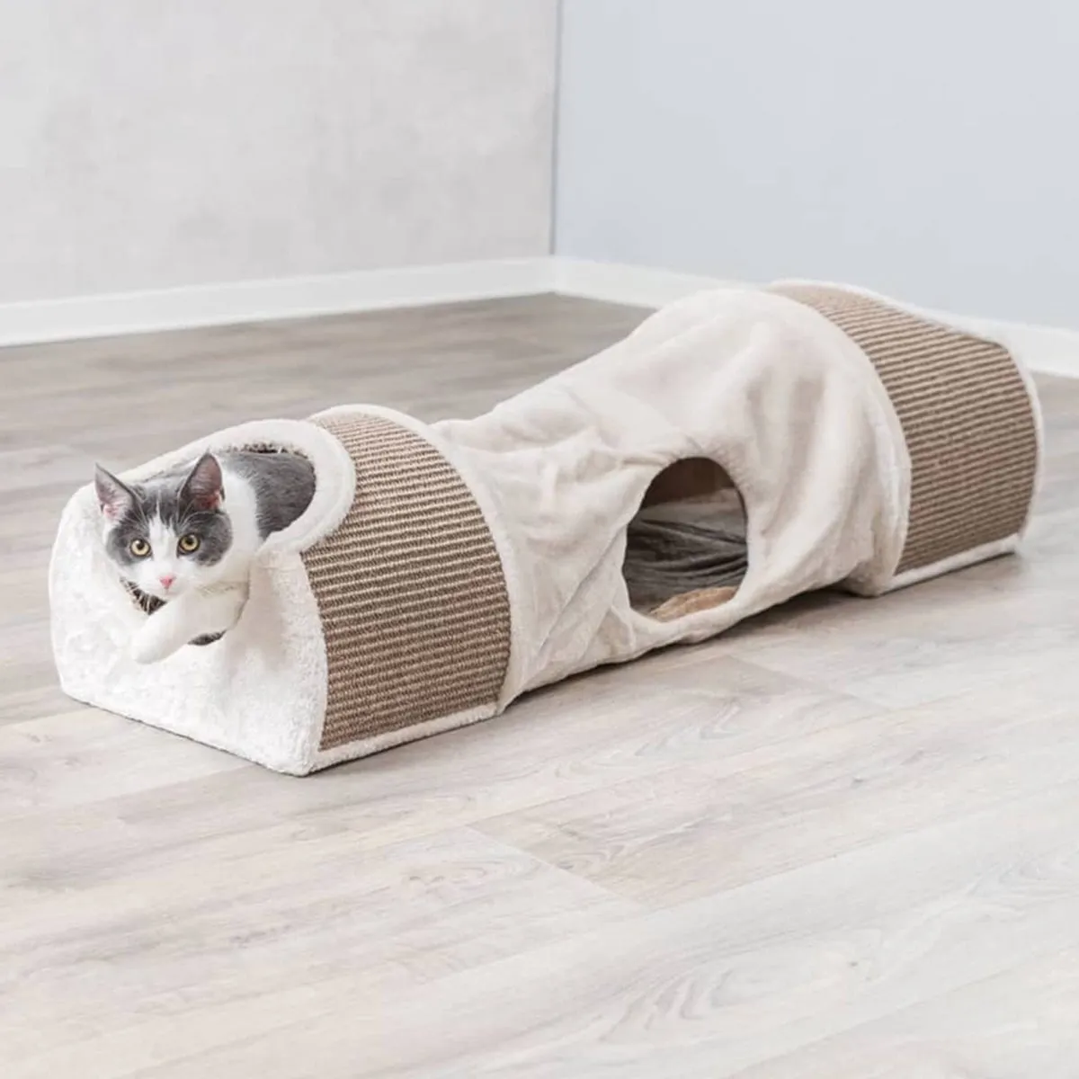Trixie Krabtunnel - 110x30x38cm - Lichtgrijs/Bruin/Taupe