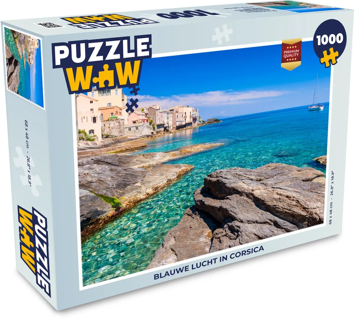 PuzzleWow Legpuzzel Blauwe lucht Corsica 1000 Stuks - Multicolor