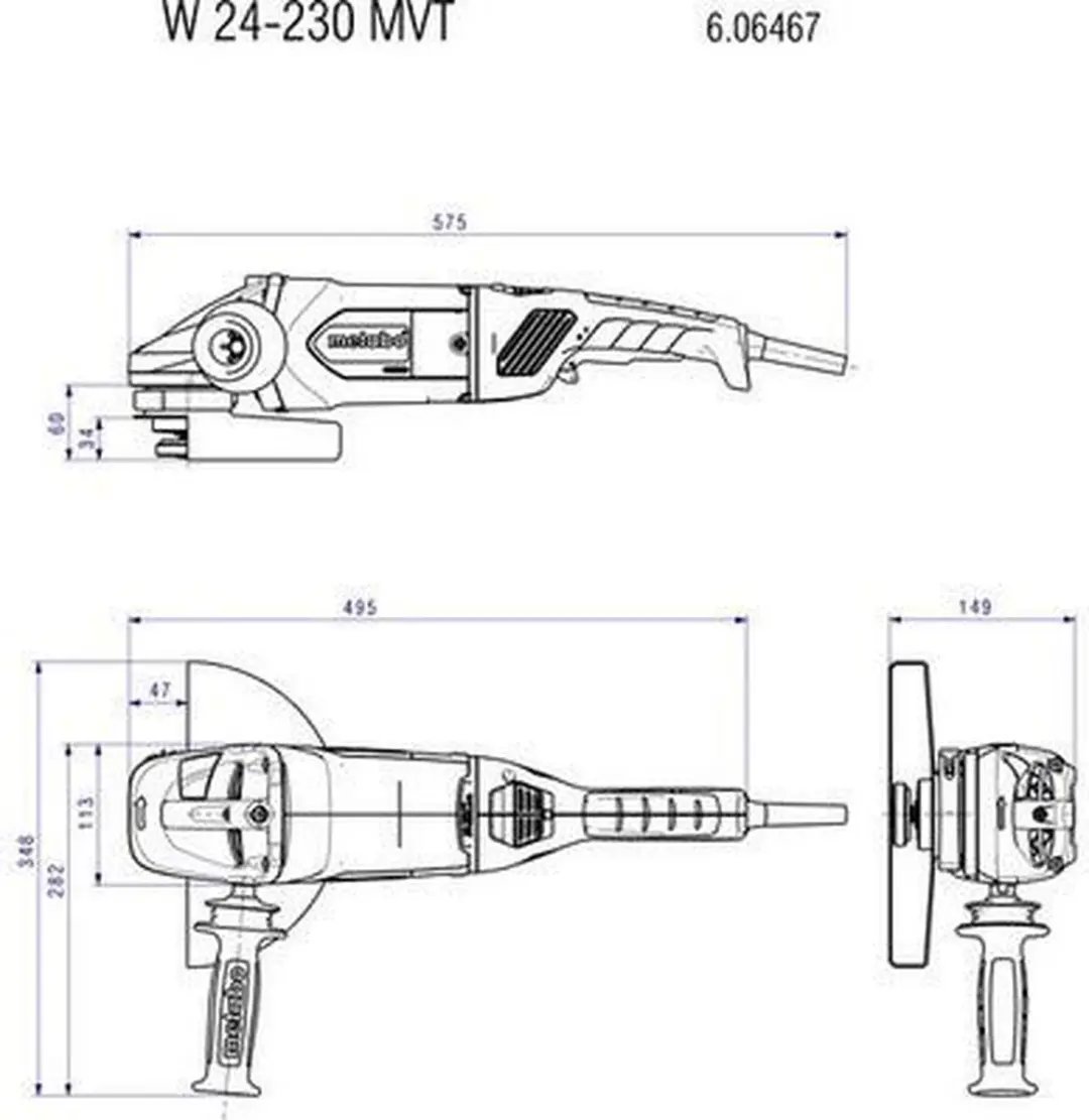 Metabo W 24-230 MVT Haakse Slijper 230mm - afbeelding 3 van 6