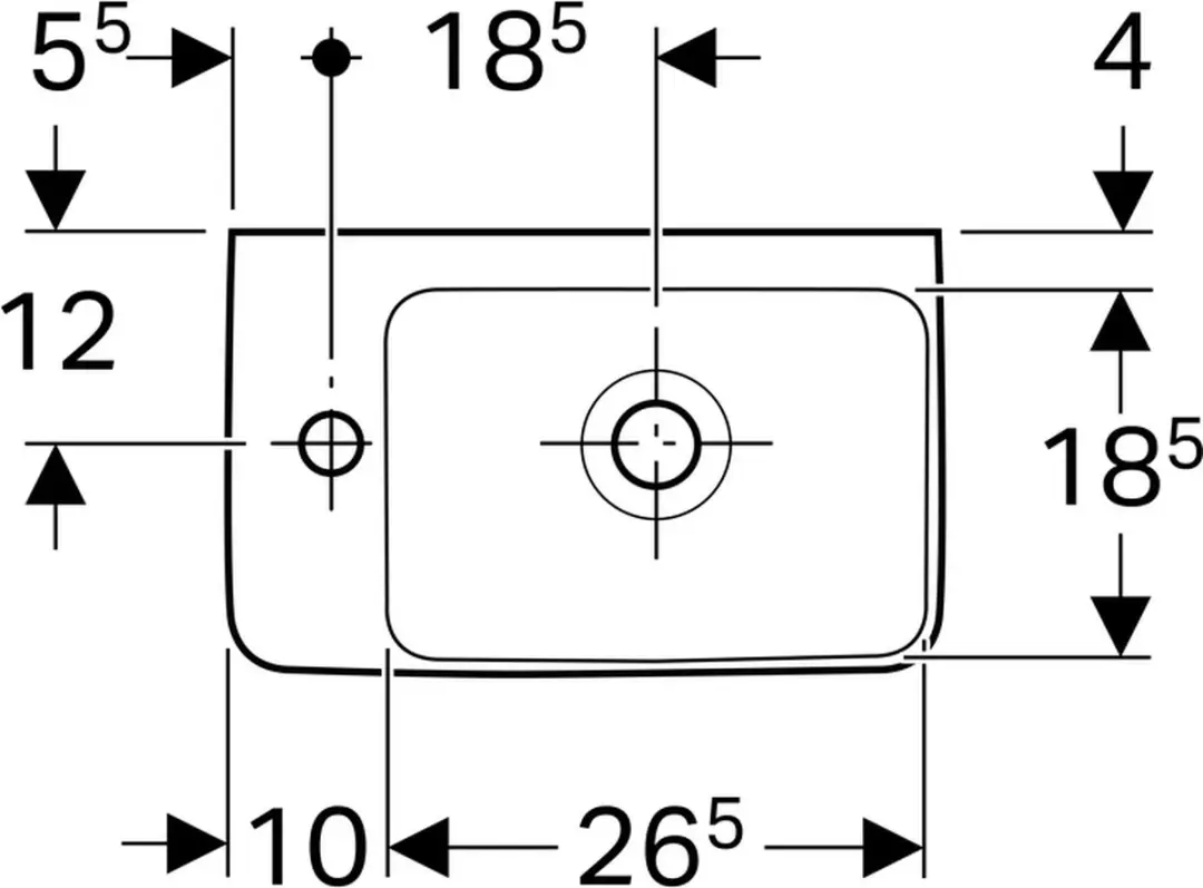 Geberit Renova Compact Fontein 1 KRG L Overloop 40x25x10cm Wit - afbeelding 6 van 6