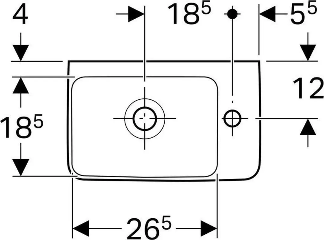 Geberit Renova Compact Fontein 1 Kraangat Overloop KeraTect 40x25cm Wit - afbeelding 5 van 6