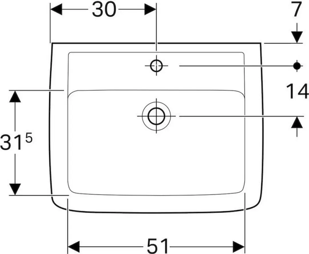 Geberit Renova Compact Fontein 1 Kraangat Overloop KeraTect 40x25cm Wit - afbeelding 4 van 6