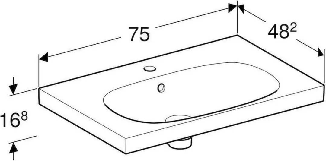 Geberit Acanto Wastafel 75x48cm Wit - afbeelding 6 van 6