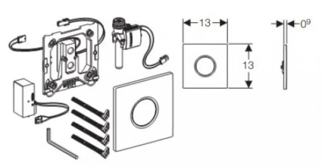Geberit Trekkerplaten Urinalspoeler Elektronisch 116.021.JQ.5 - afbeelding 4 van 6