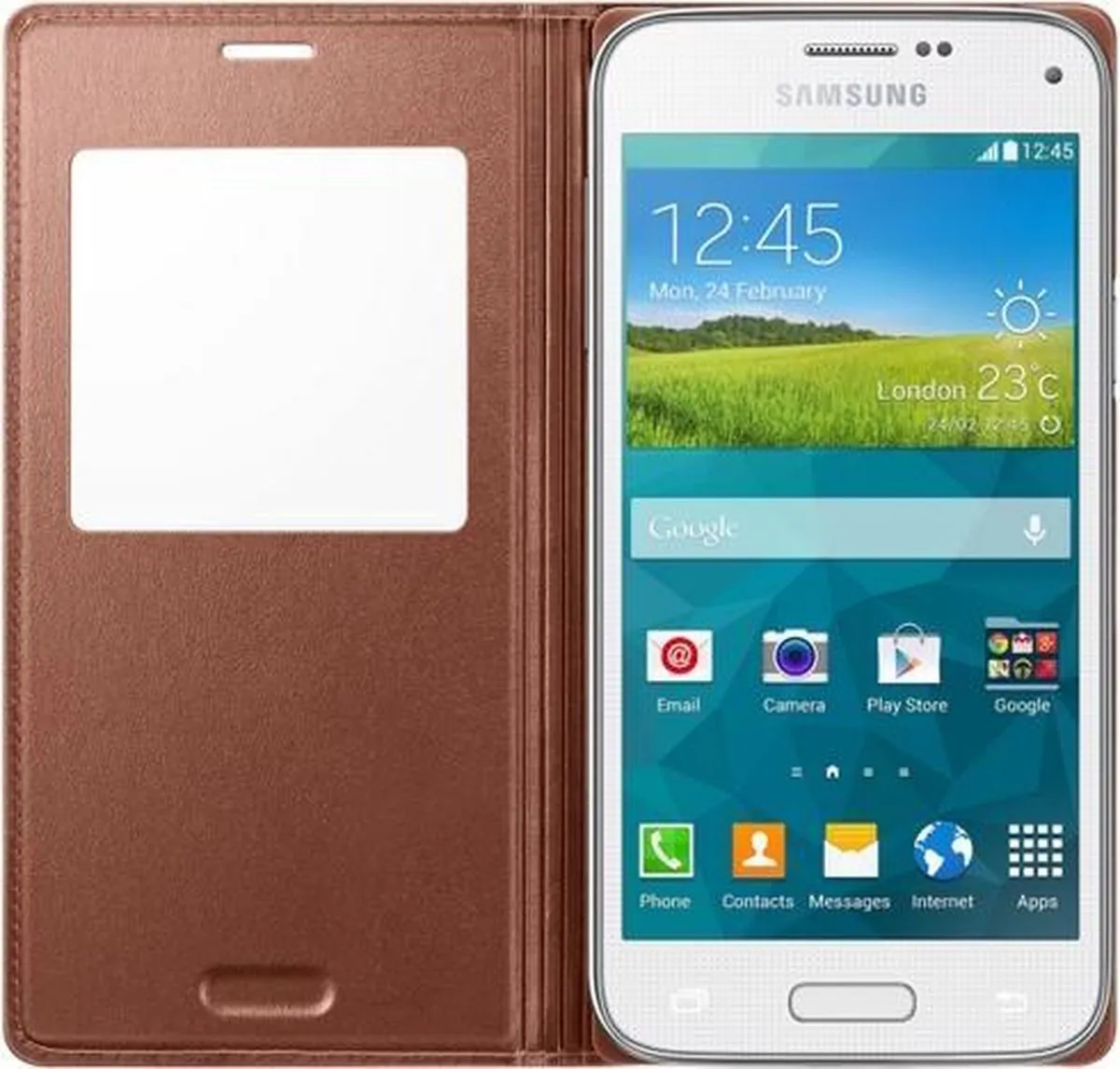 Samsung S View Cover Canvas Galaxy S5 Mini - Goud EF-CG800BDEGWW - afbeelding 6 van 6