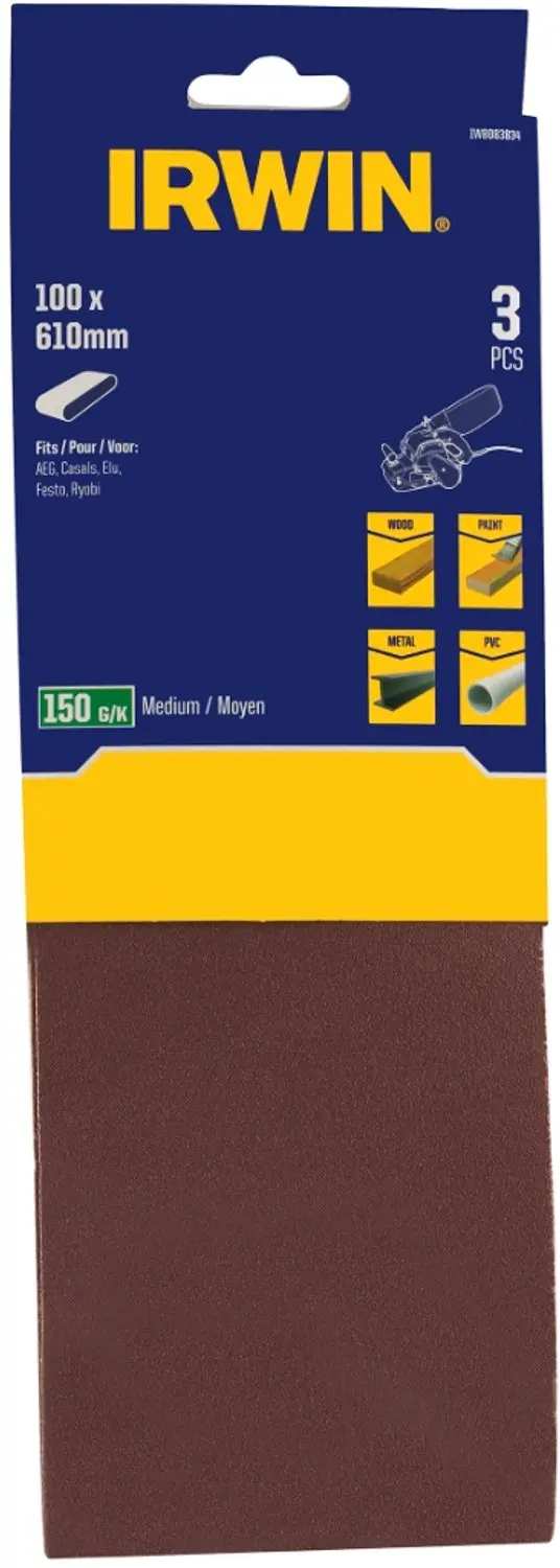 Irwin schuurband 100 x 610 mm K150 voor Makita, 3 stuks