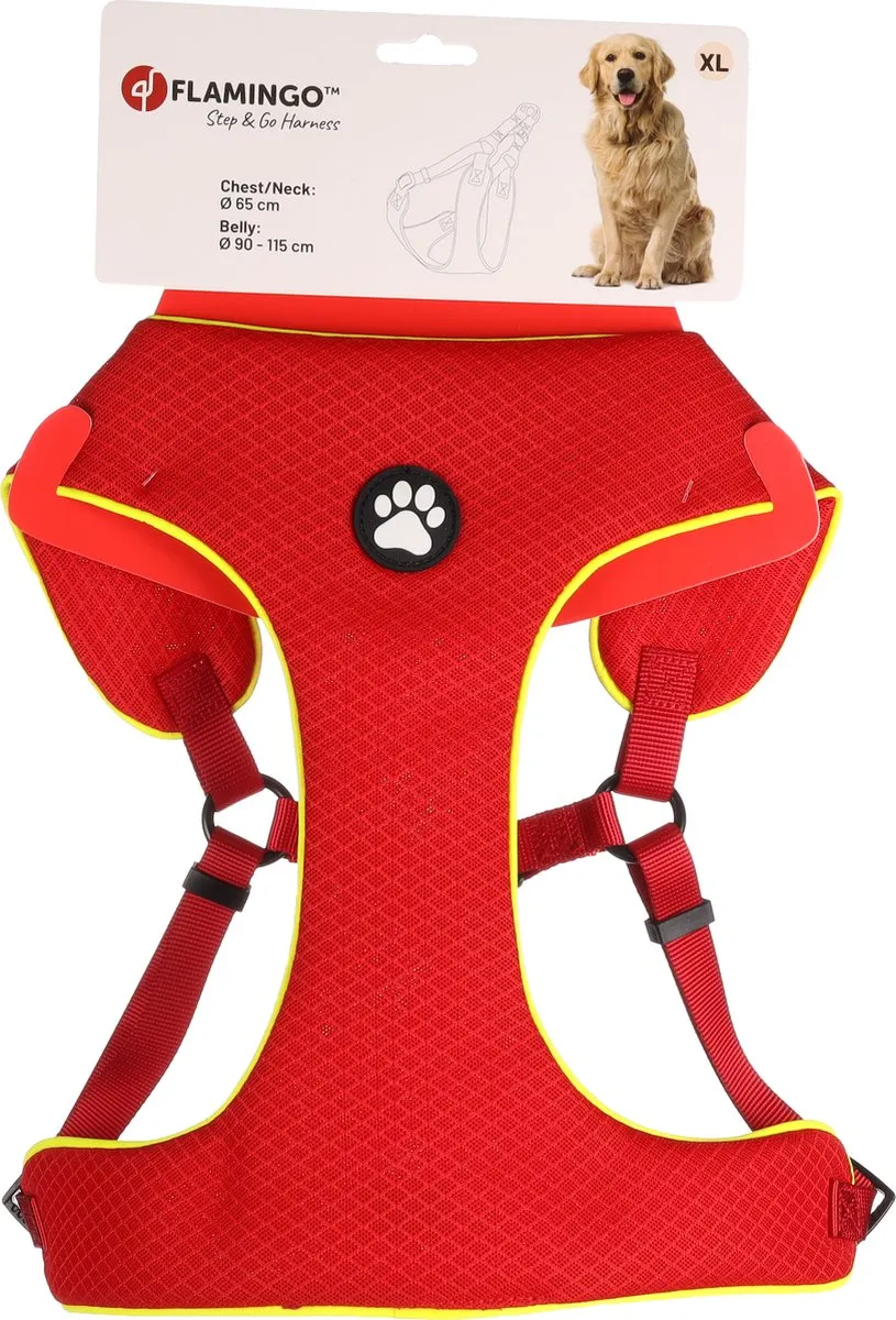 Flamingo Step&Go Tasha Hondenharnas - XL - Rood