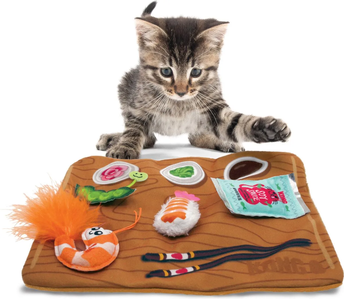 KONG Pull-A-Partz Sushi Katten Speelgoed - Blauw - afbeelding 5 van 6