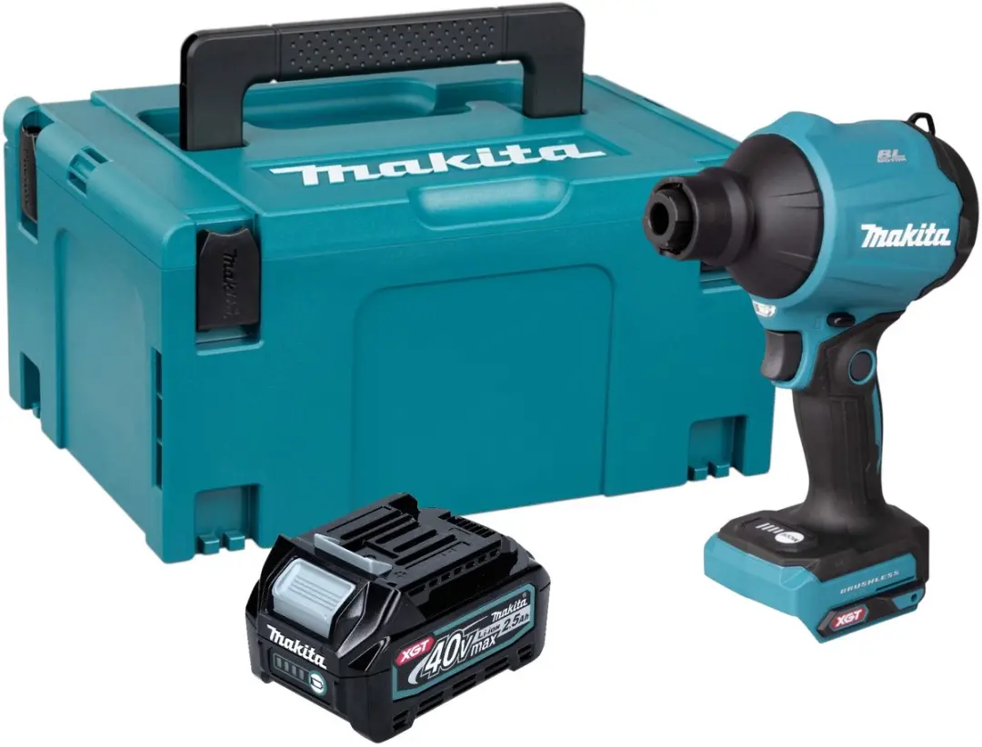 Makita AS 001 GD101 accublazer 40 V max. borstelloos + 1x accu 2,5 Ah + Makpac
