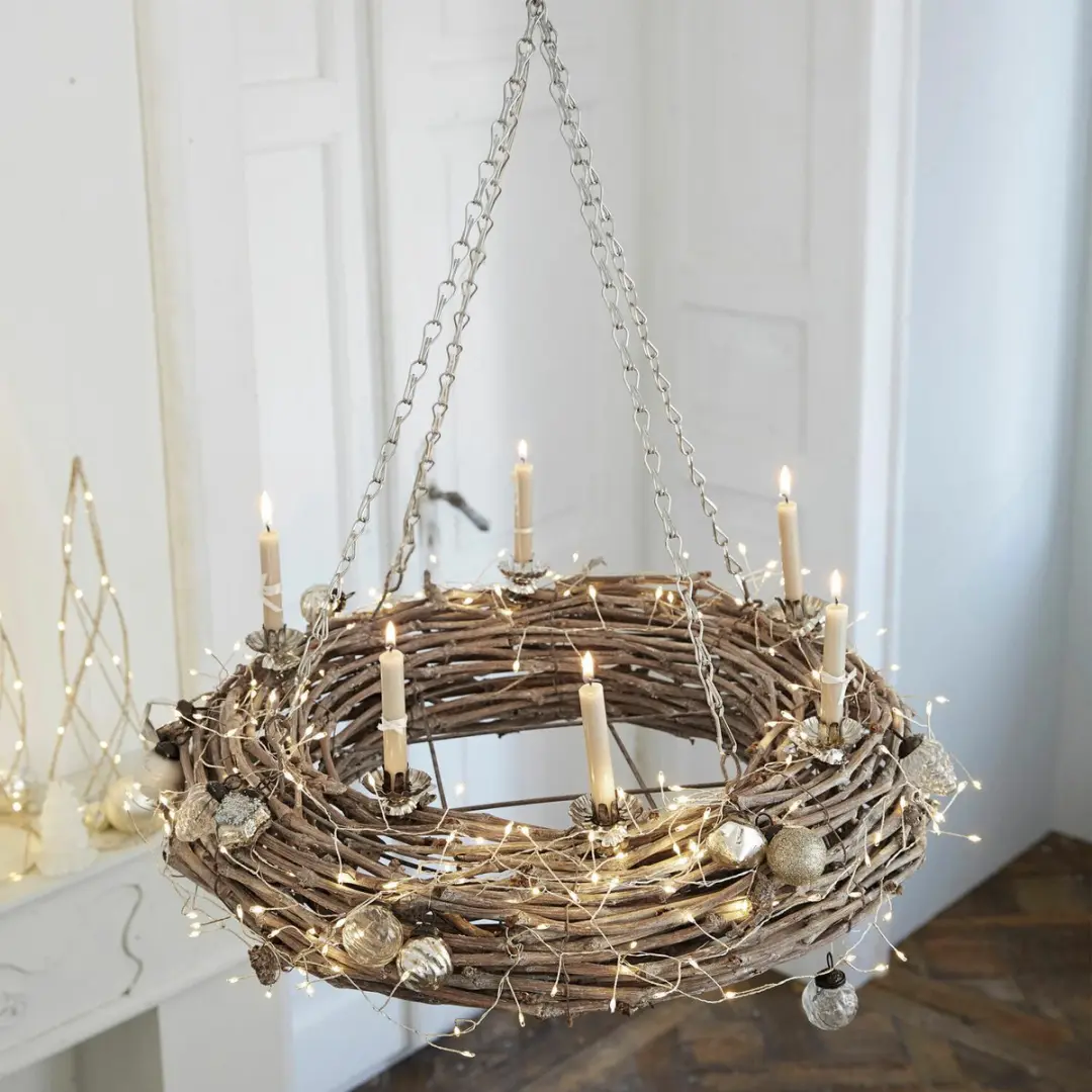 Loberon Adré Krans 50cm - Bruin/Zilverkleurig - afbeelding 4 van 6