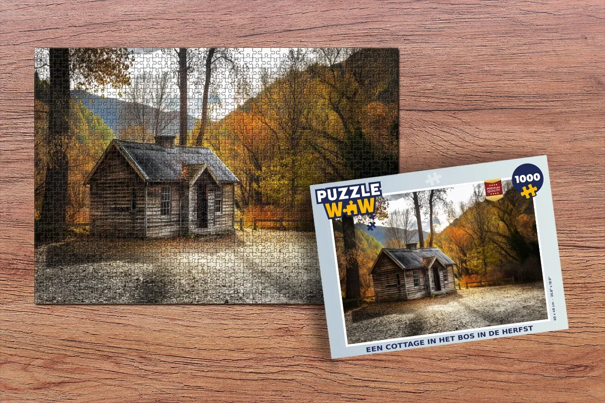 PuzzleWow Cottage in het bos Herfst Legpuzzel 1000 Stuks