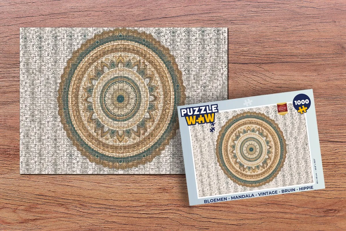 PuzzleWow Mandala Vintage Legpuzzel 1000 Stuks - Multicolor