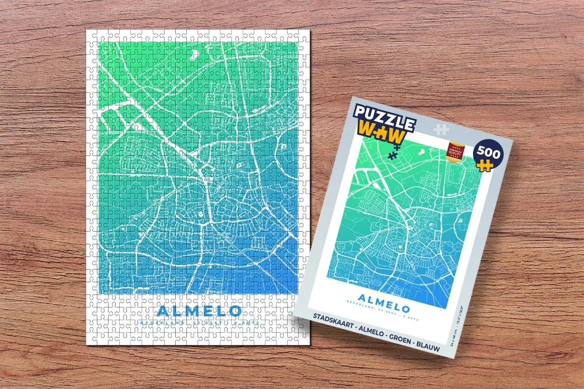 PuzzleWow Stadskaart Almelo Legpuzzel 500 Stuks - Multicolor