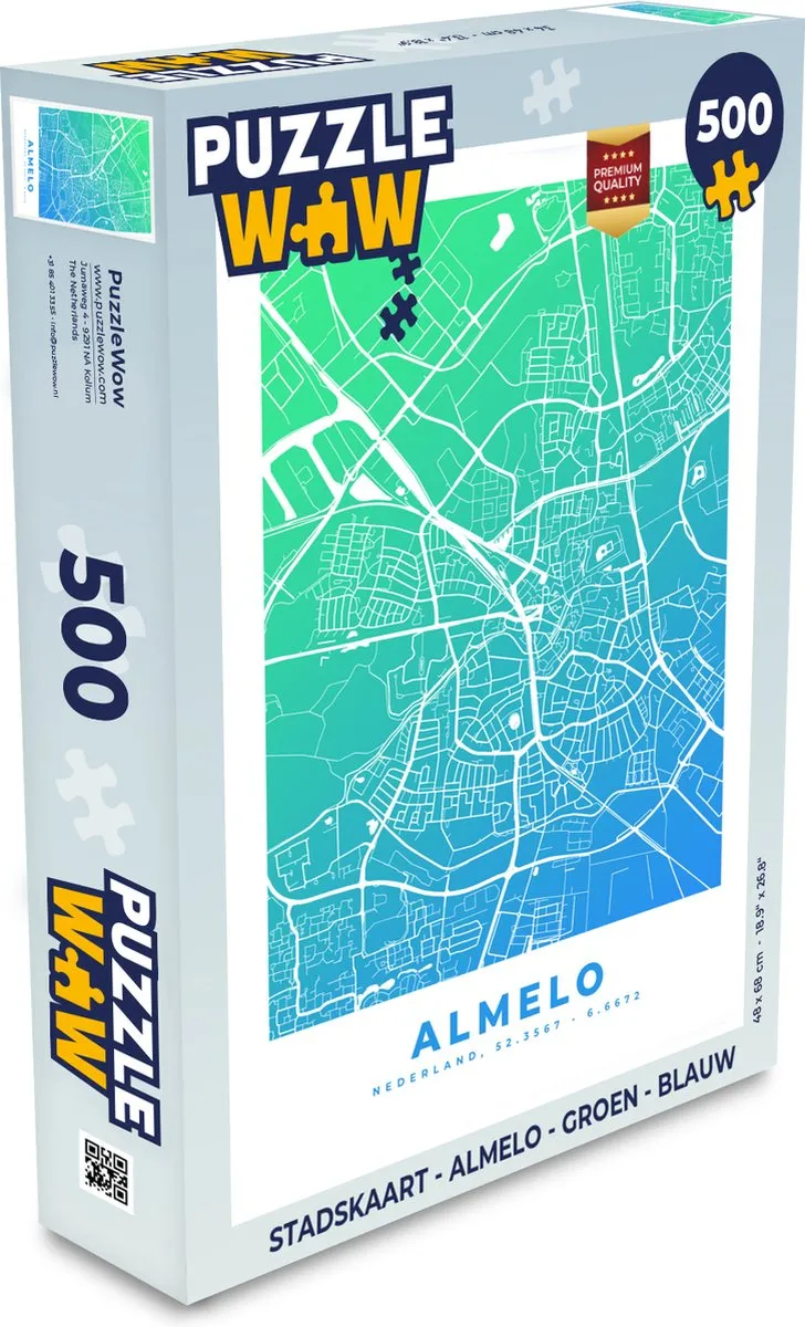 PuzzleWow Stadskaart Almelo Legpuzzel 500 Stuks