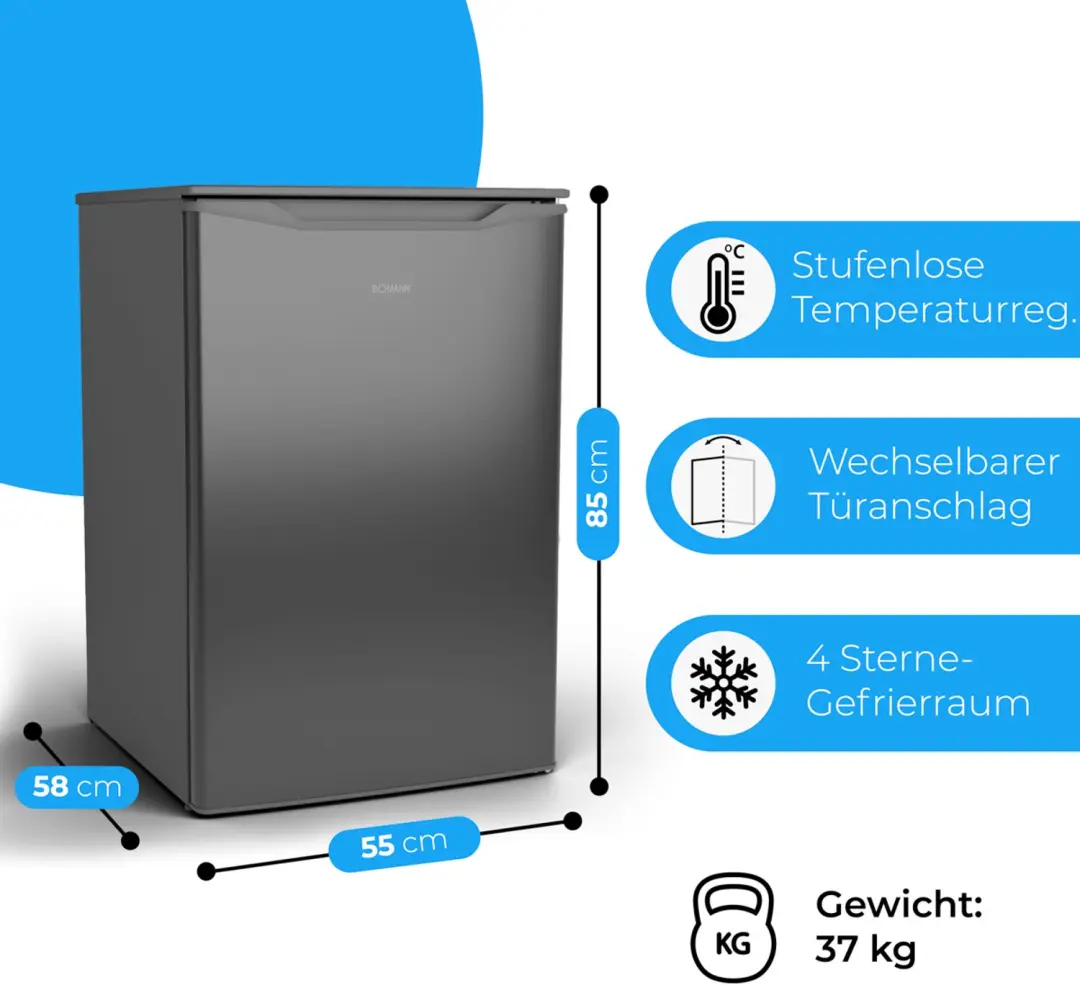 Bomann GS 7253 Vrieskast 87L - Zilver - afbeelding 4 van 6