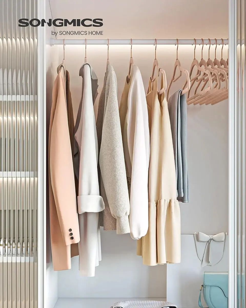 Songmics Fluwelen Hangers Roségoud Lichtbruin - 50 Stuks - afbeelding 3 van 3