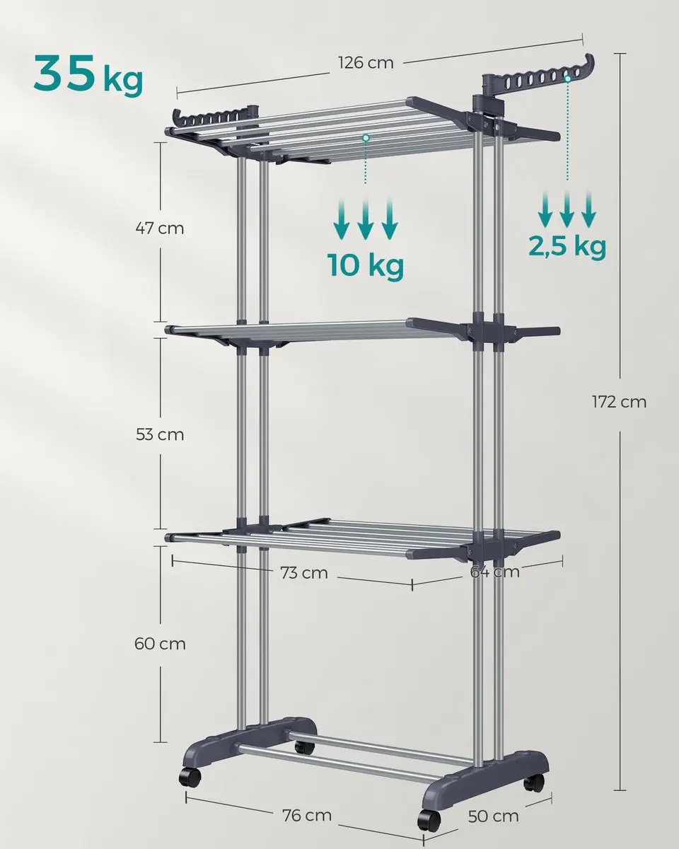Songmics LLR701G01 Kledingrek - Roestvrijstaal Grijs - afbeelding 6 van 6
