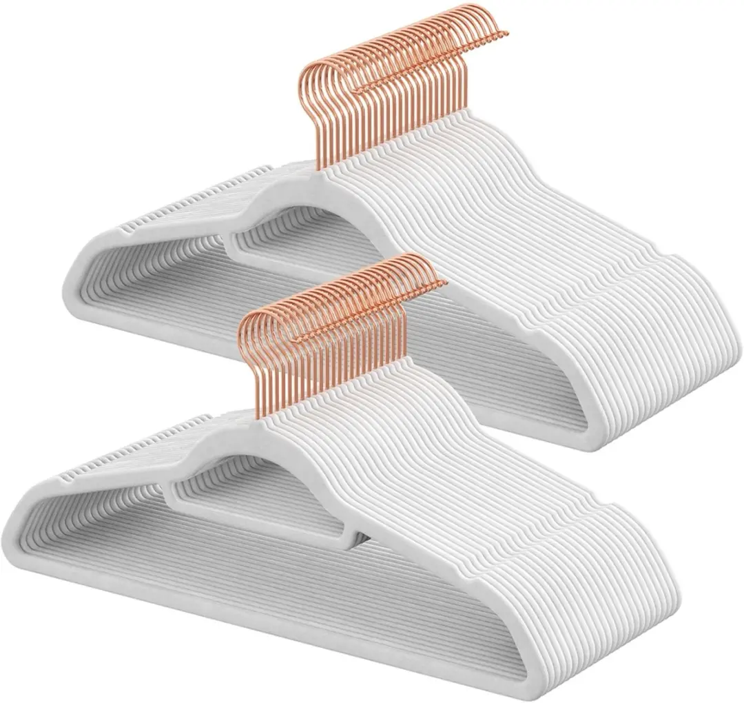 Songmics Kledinghangers CRF021W02 - 50 Stuks - Roségoud/Wit - afbeelding 6 van 6