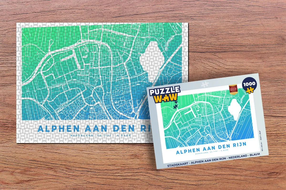 PuzzleWow Stadskaart Alphen aan den Rijn Legpuzzel 1000 Stuks - Multicolor