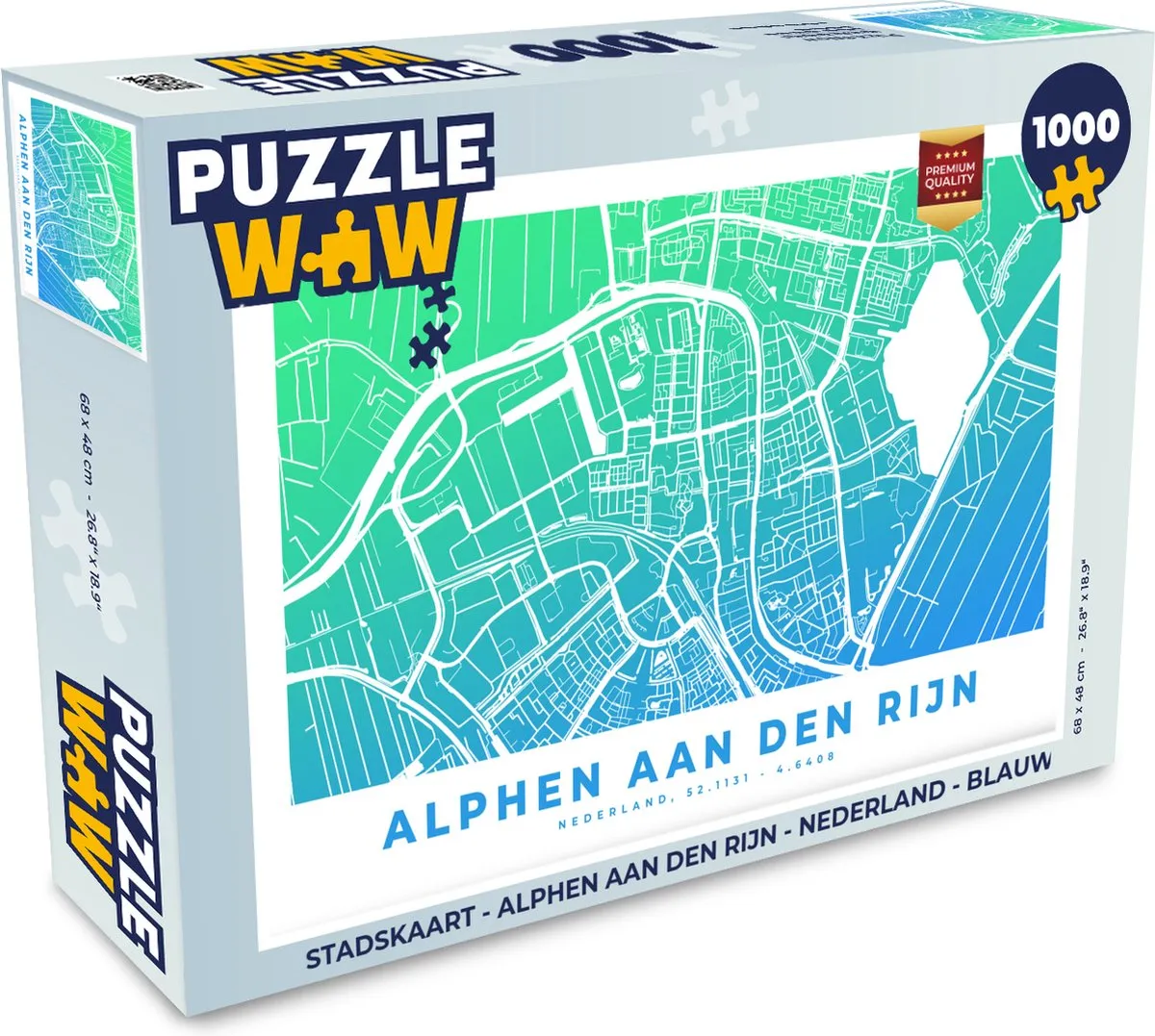 PuzzleWow Stadskaart Alphen aan den Rijn Legpuzzel 1000 Stuks