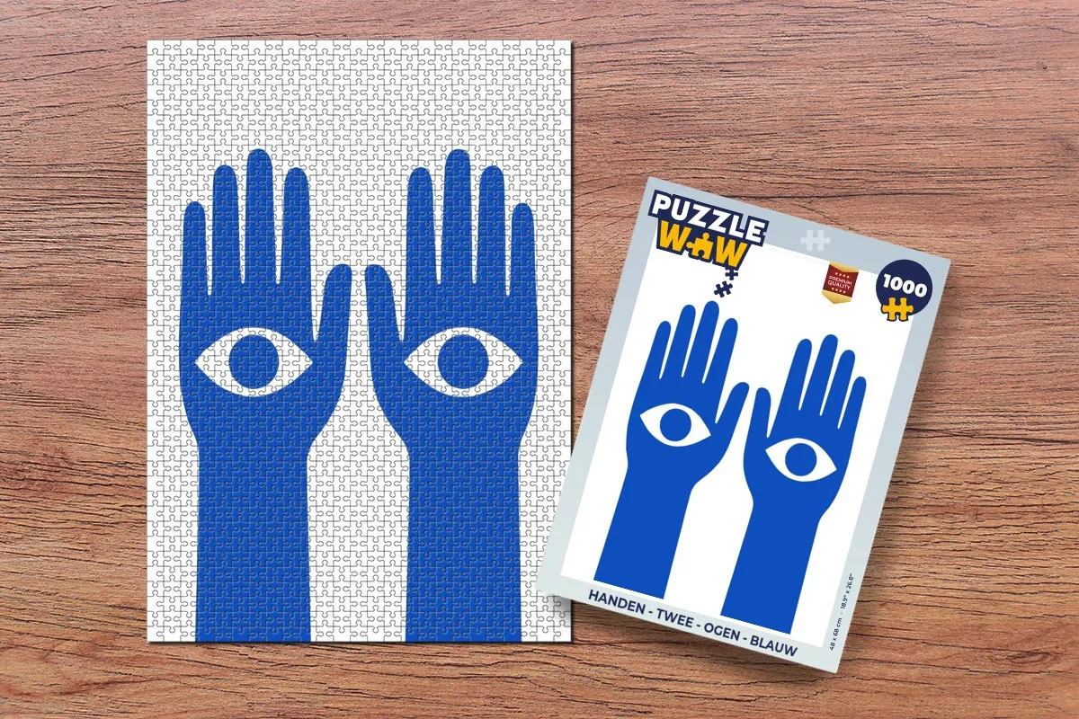 PuzzleWow Legpuzzel 1000 Stuks - Handen & Ogen Blauw