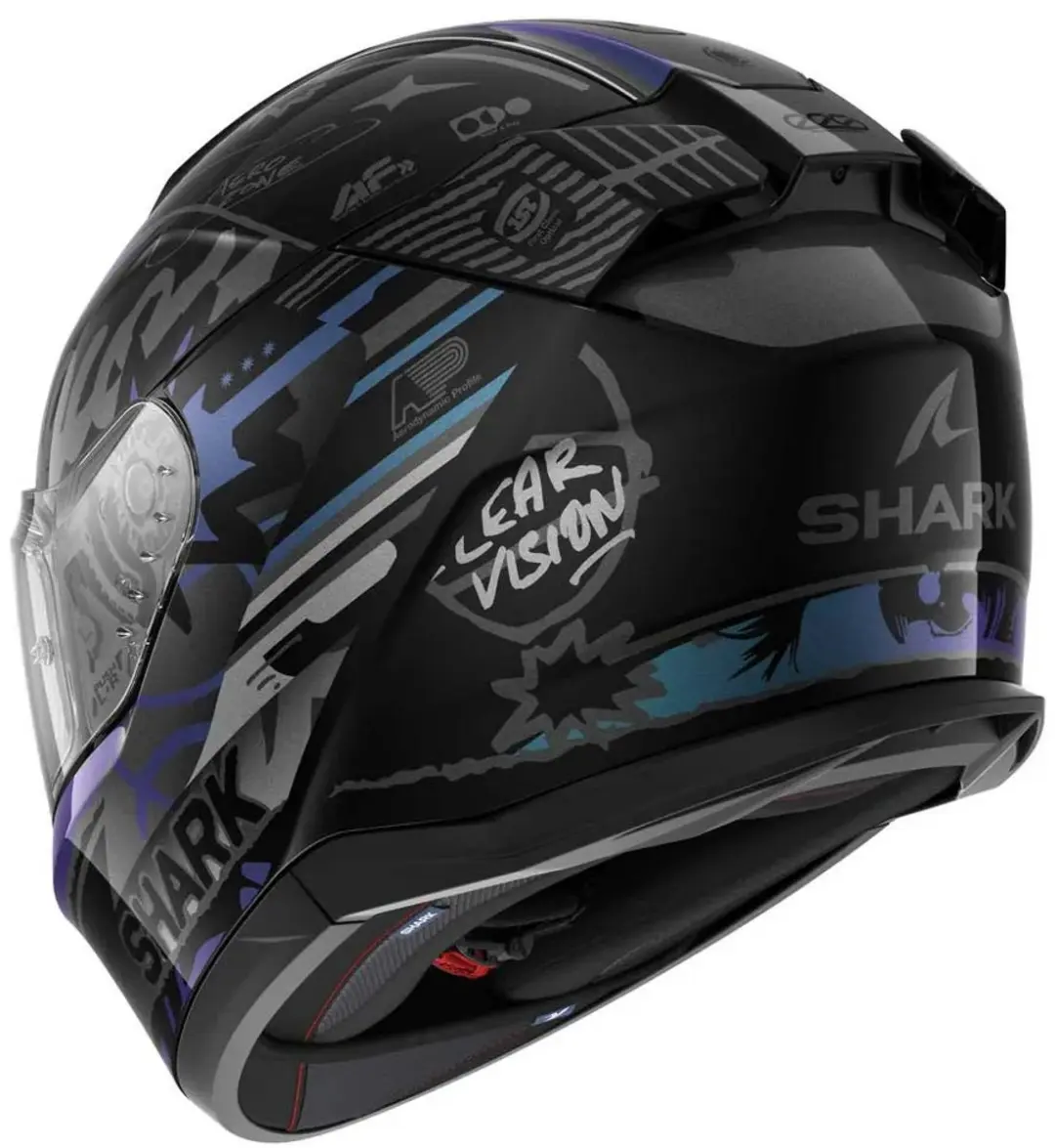 Shark D-Skwak 3 Streetrush Helm S - Zwart/chroom - afbeelding 2 van 6