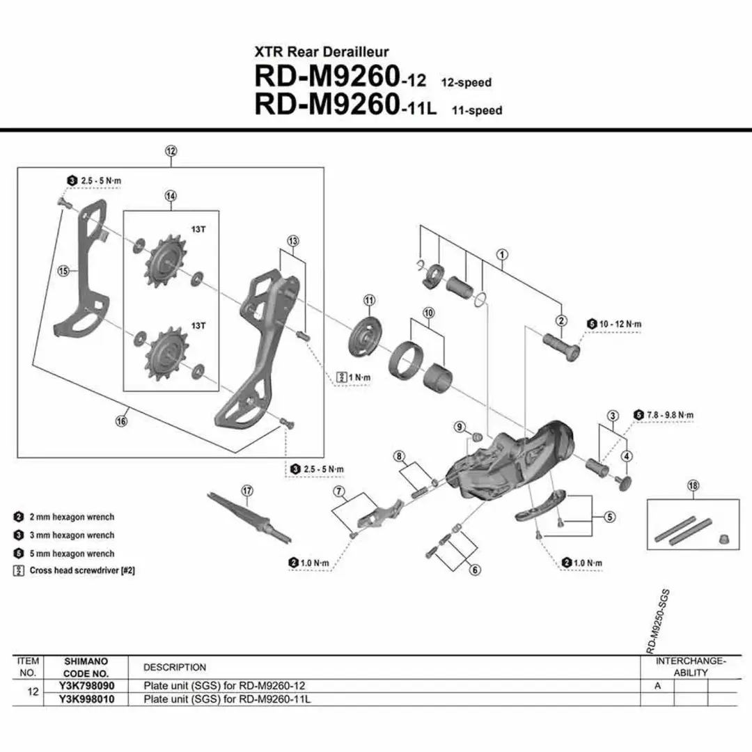 Shimano RD-M9250-SGS Derailleur - Zwart - afbeelding 2 van 2
