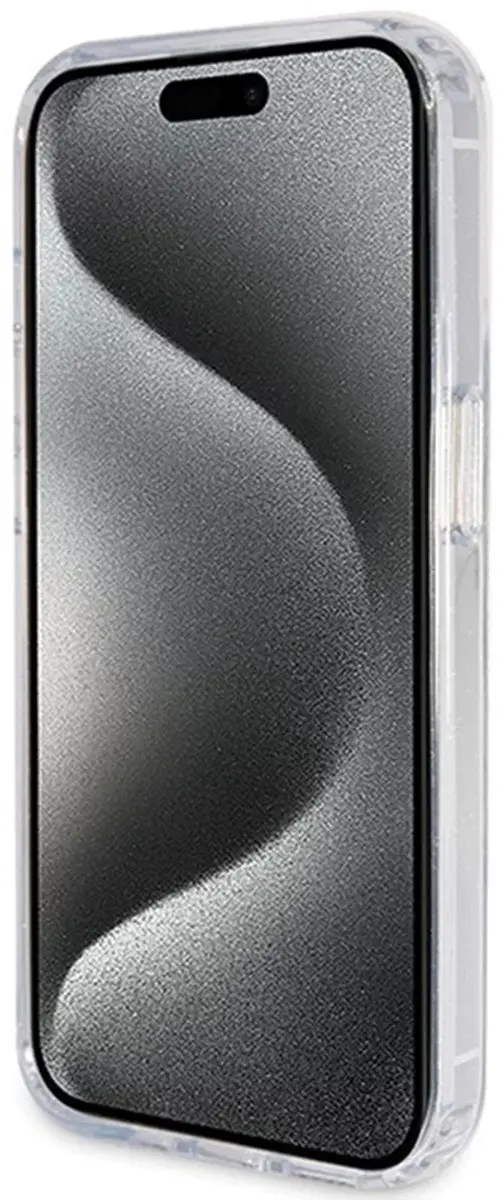 Guess IML Ring Stand Glitter MagSafe Hoes - iPhone 15 Pro - Transparant - afbeelding 3 van 6