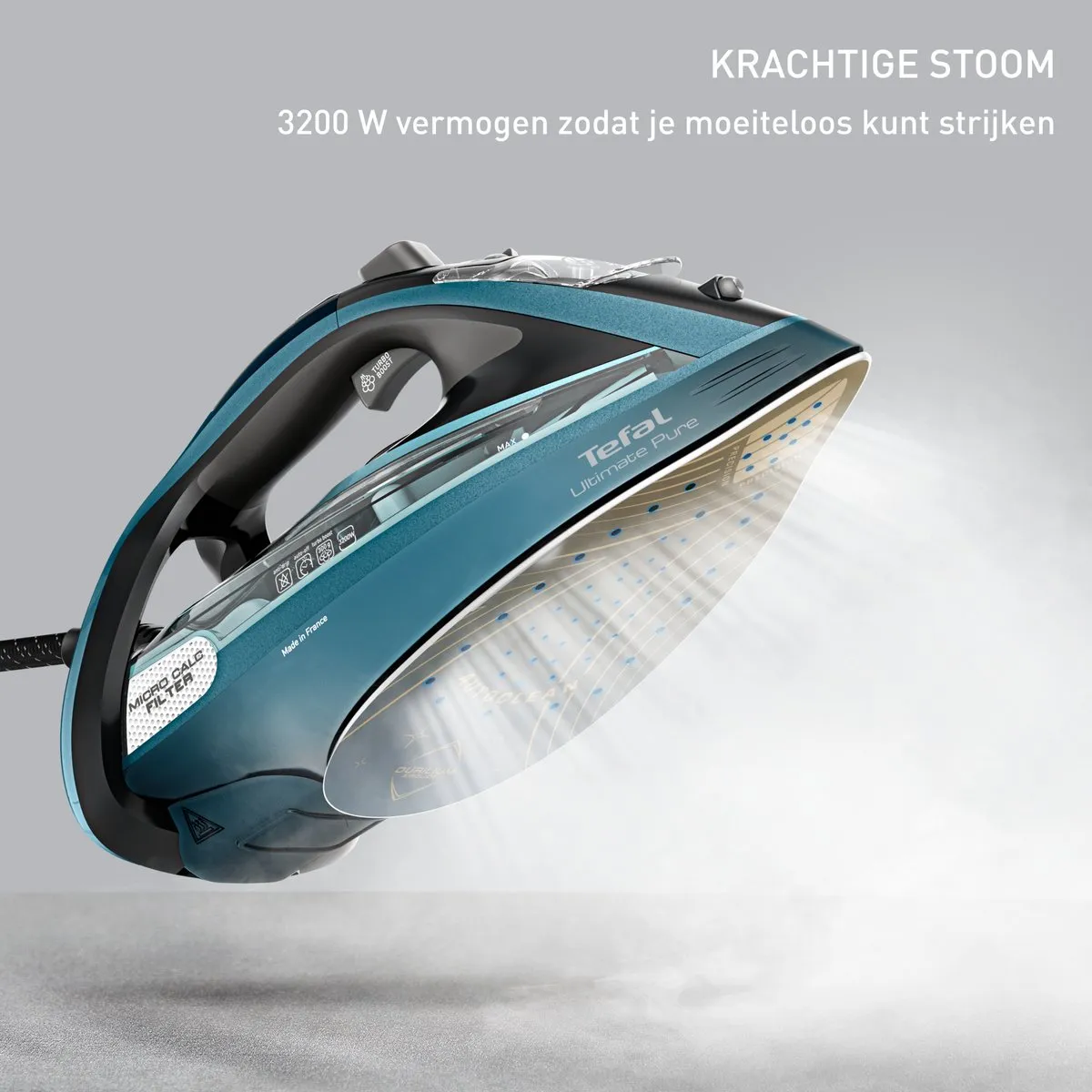 Tefal Ultimate Pure FV9851E0 Stoomstrijkijzer 3200W - Zwart/Blauw