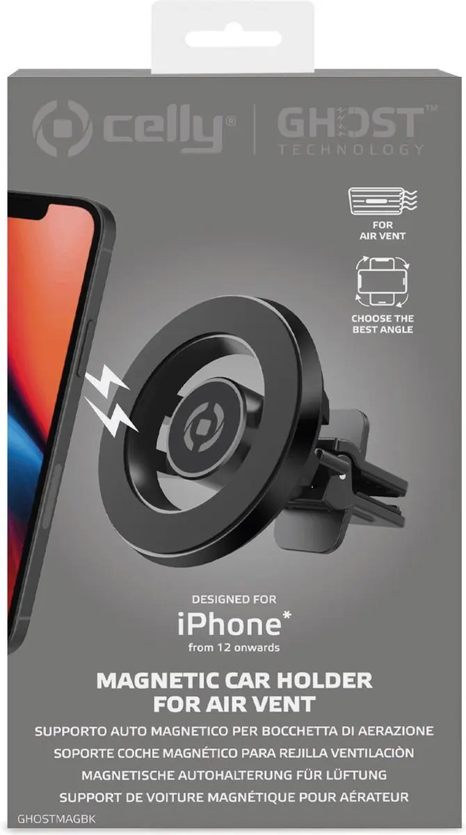Celly GhostMag Telefoonhouder Auto - Zwart - afbeelding 5 van 6