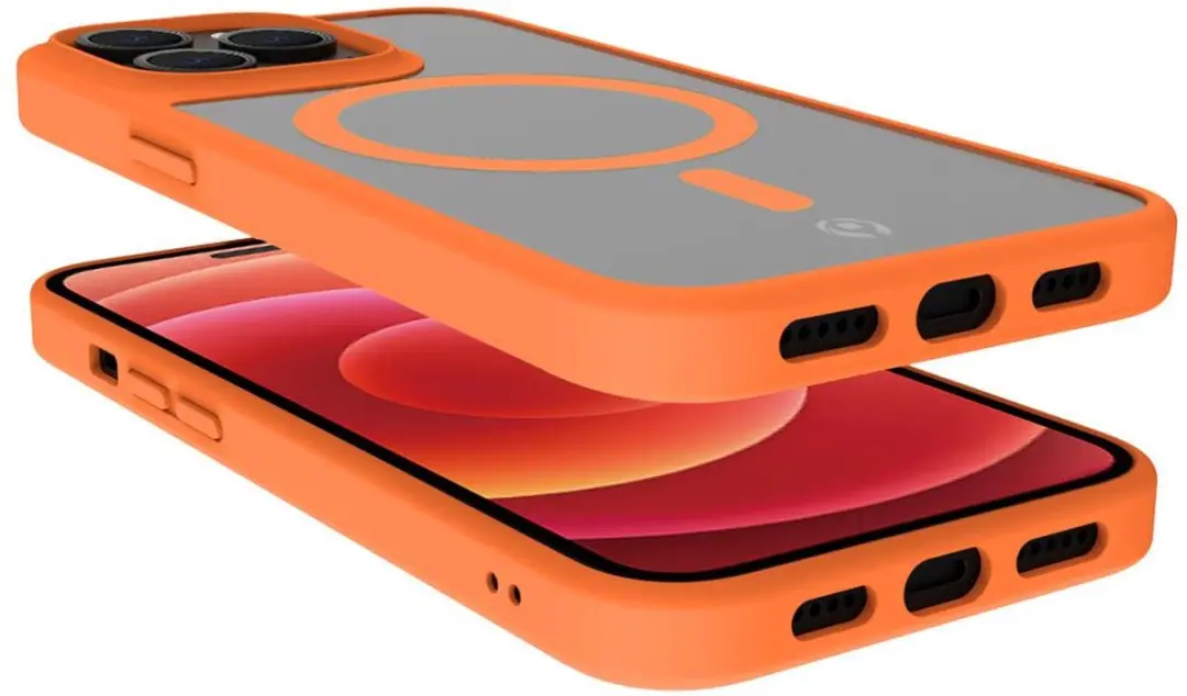 Celly MagMatt Siliconen Hoesje iPhone 14 Pro - Transparant/Oranje - afbeelding 4 van 5