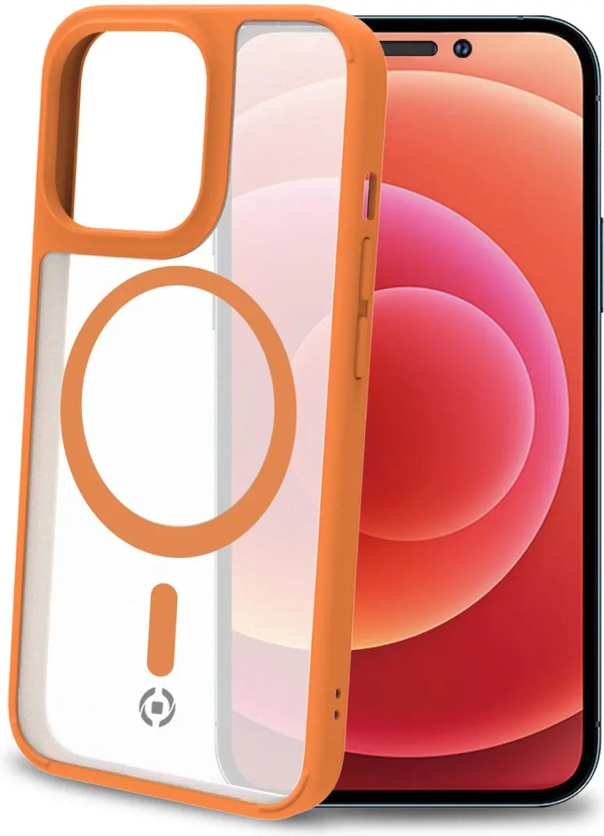 Celly MagMatt Siliconen Hoesje iPhone 14 Pro - Transparant/Oranje - afbeelding 3 van 5