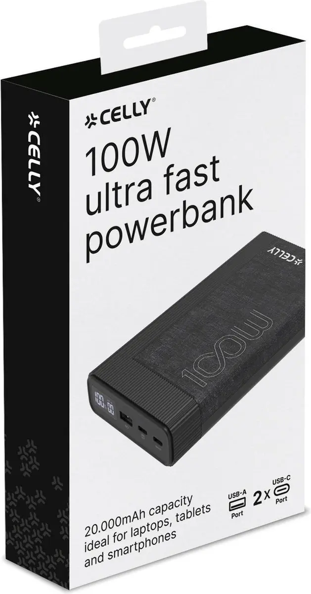 Celly Powerbank PBPD100W20000BK 20000mAh 100W - Zwart - afbeelding 2 van 2