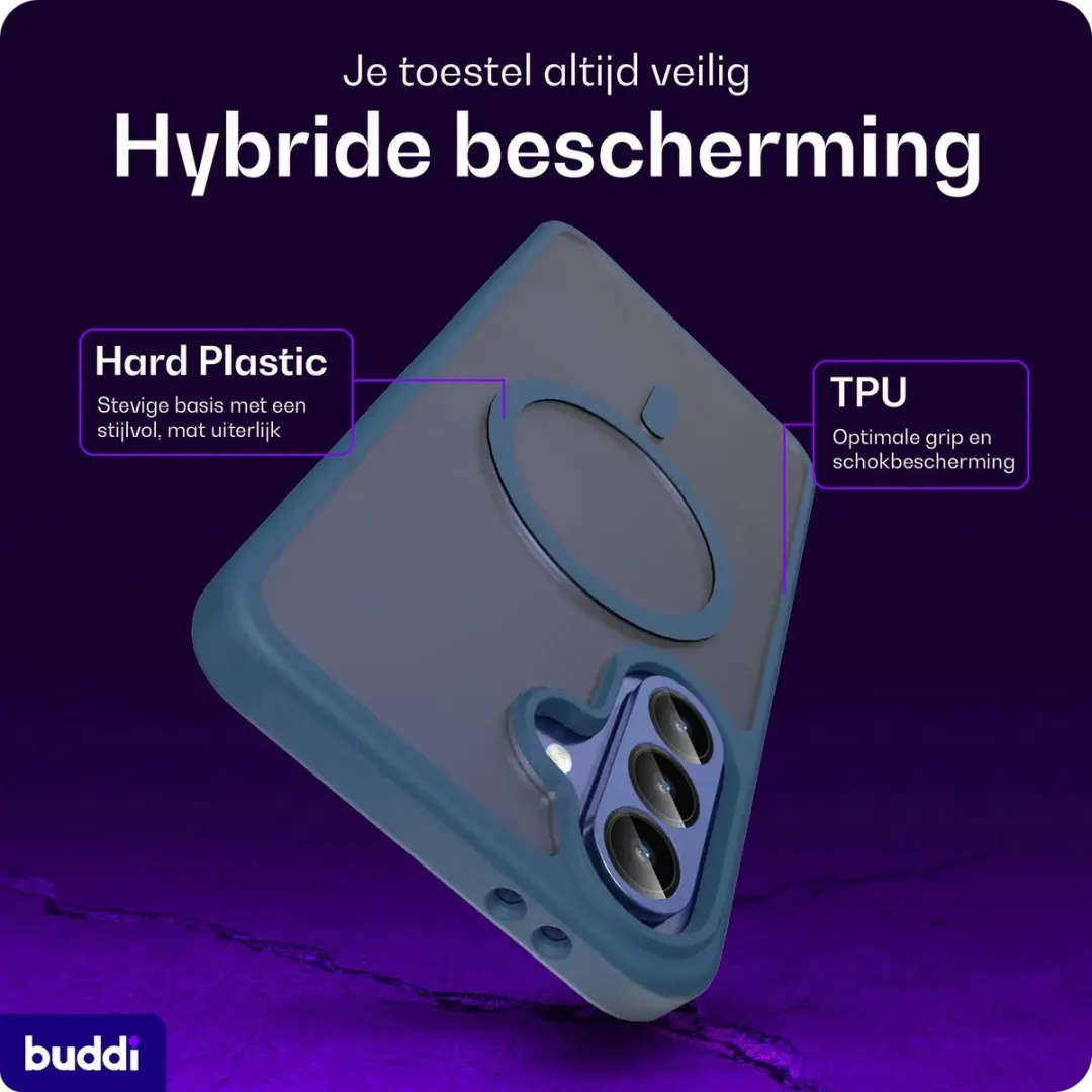 Buddi Frost Hoesje Samsung Galaxy A56 - Mat Donker Blauw - MagSafe - afbeelding 5 van 6