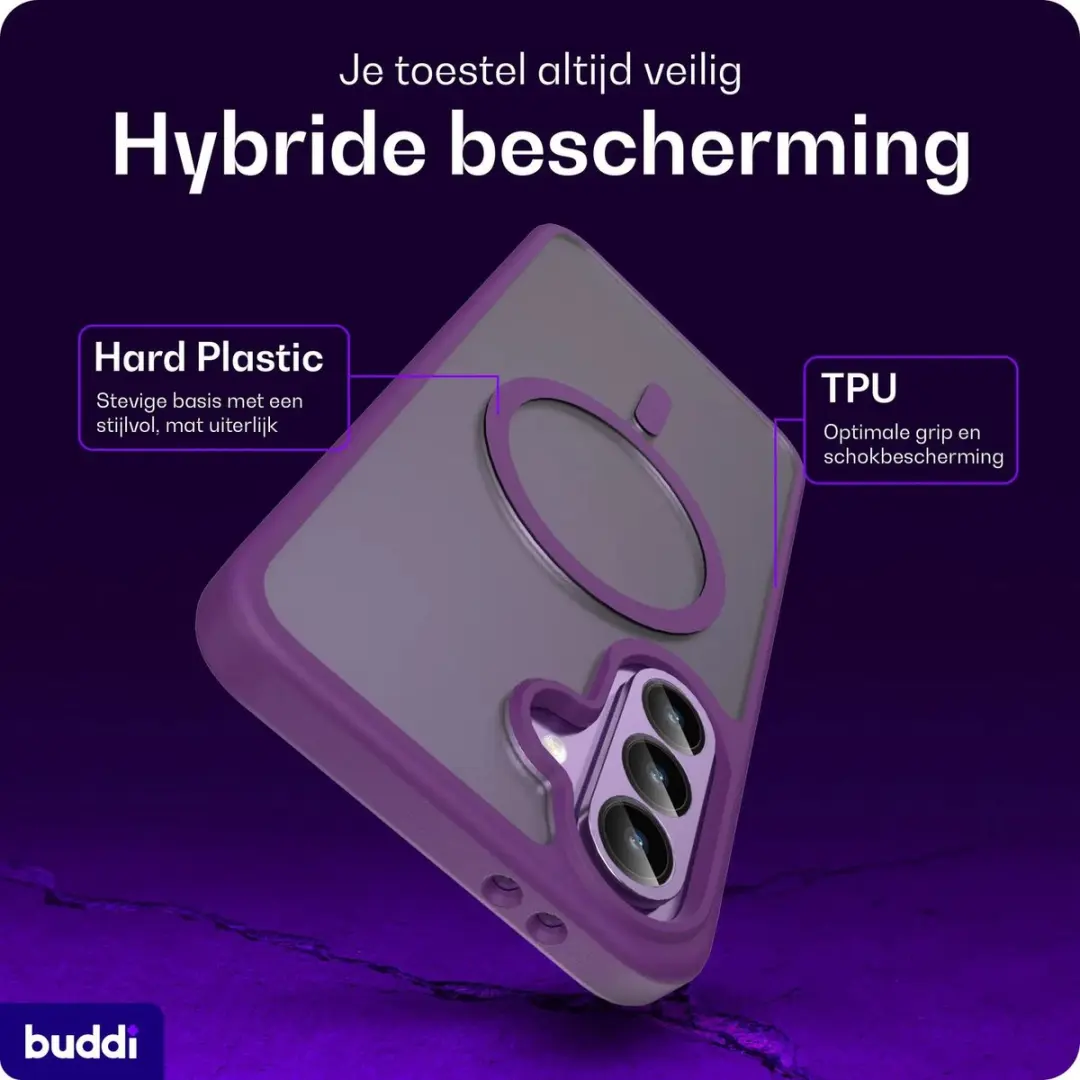 Buddi Frost Hoesje Samsung Galaxy A56 - Mat Paars - MagSafe - afbeelding 5 van 6