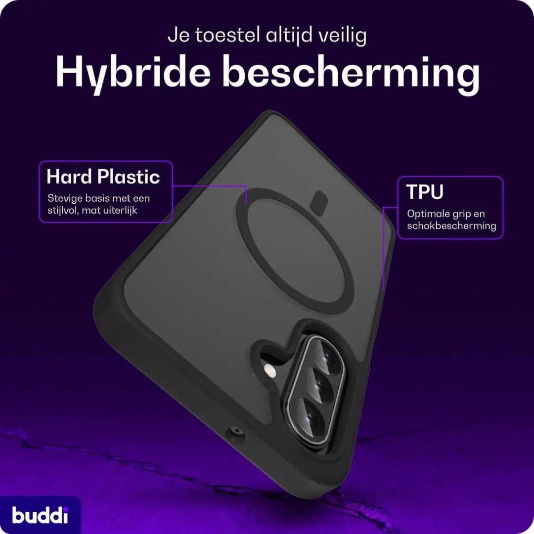 Buddi Frost MagSafe Hoesje - Samsung Galaxy A16/A17/A26 - Mat Zwart - afbeelding 3 van 6