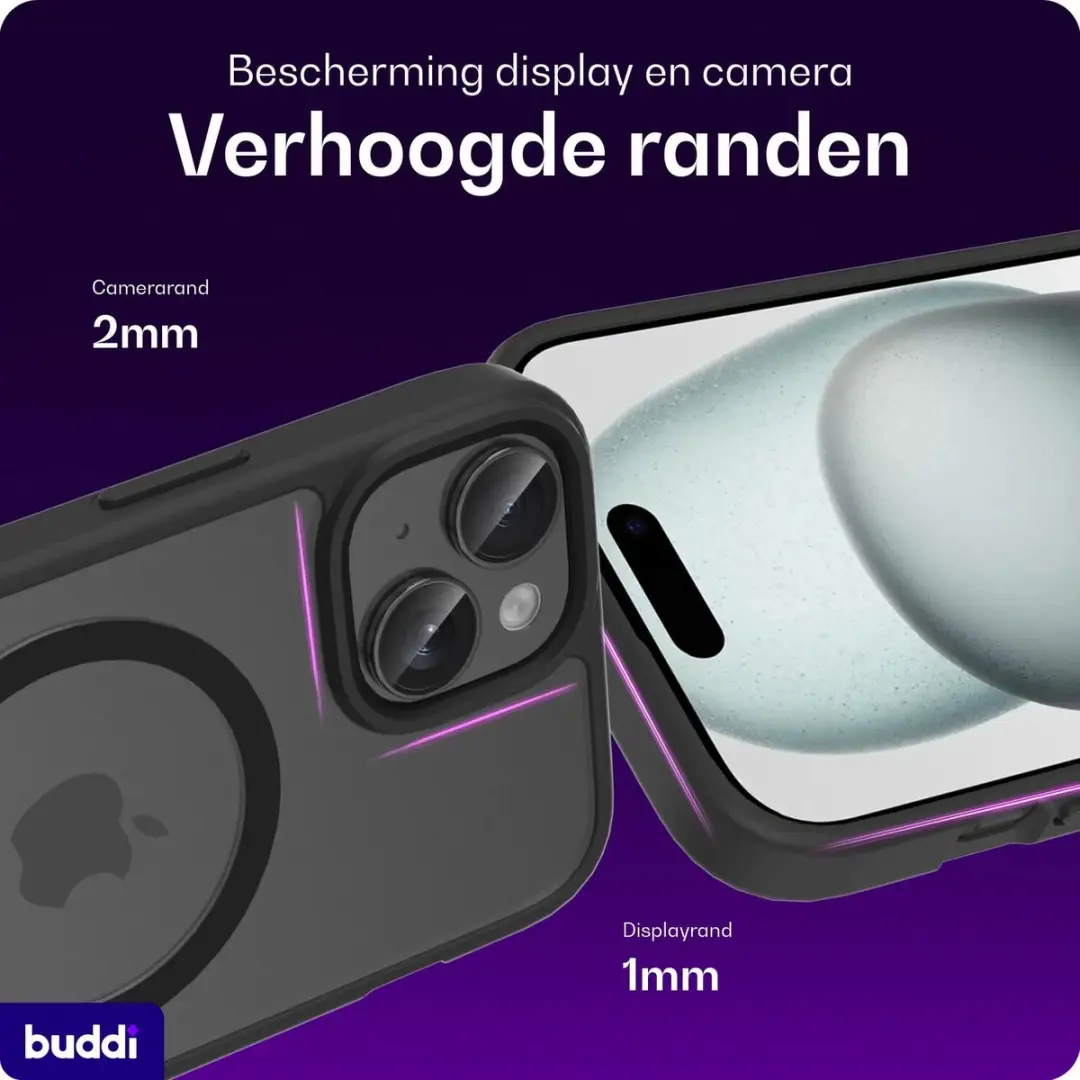 Buddi Frost iPhone 13/14/15/16e/17e Hoesje - Mat Zwart - MagSafe - afbeelding 6 van 6