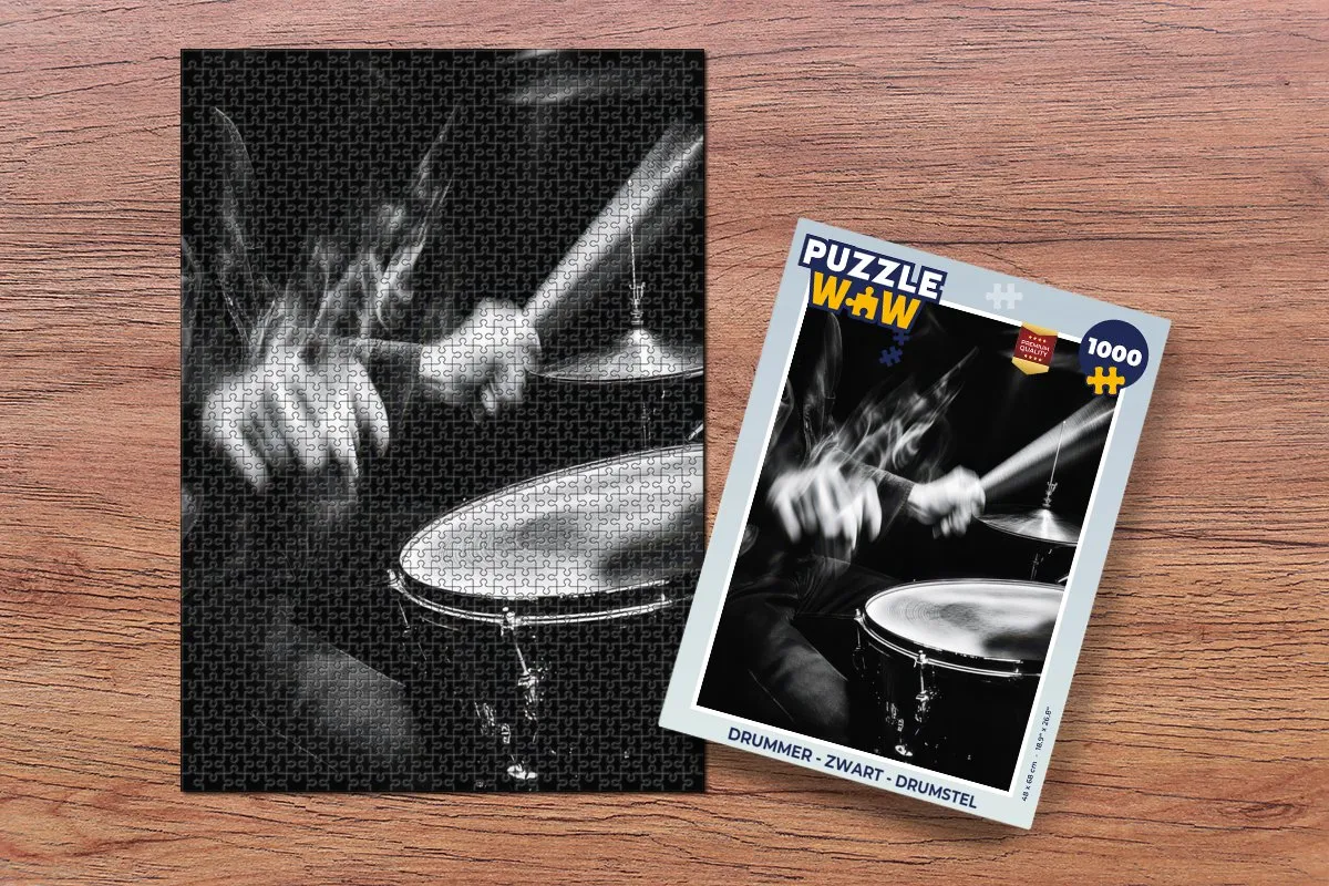 PuzzleWow Drummer Legpuzzel 1000 Stuks - Zwart