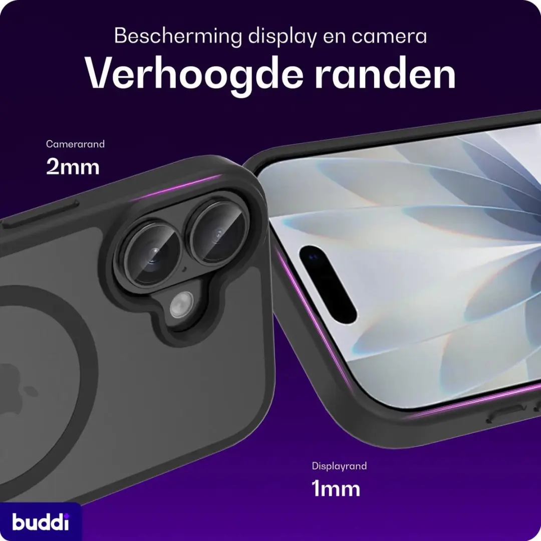 Buddi Frost iPhone 17 Hoesje - Mat Zwart - afbeelding 2 van 6