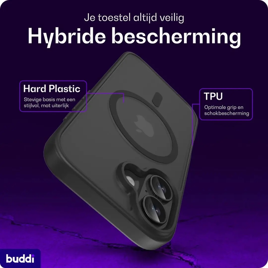 Buddi Frost iPhone 17 Hoesje - Mat Zwart - afbeelding 5 van 6