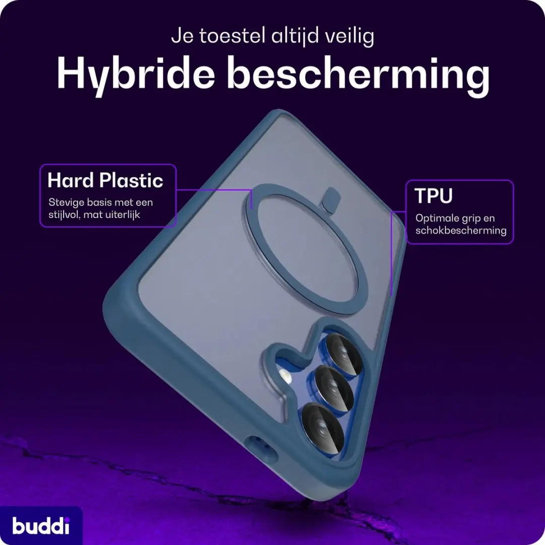 Buddi Frost Hoesje S25 Plus/S24 Plus - Mat Donkerblauw - MagSafe - afbeelding 4 van 6
