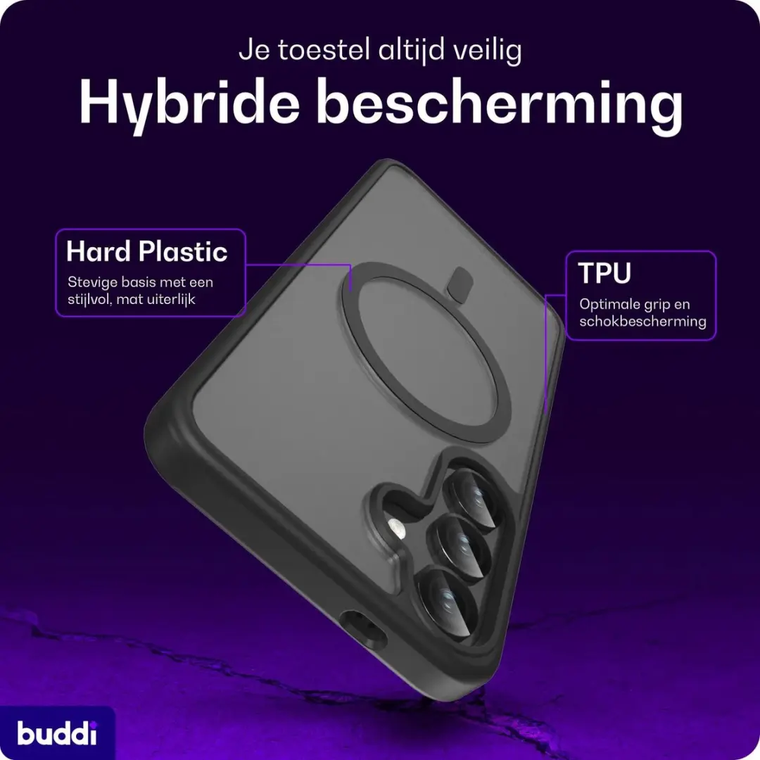 Buddi Frost Hoesje Mat Zwart - MagSafe voor Galaxy S24+/S25+ - afbeelding 2 van 6