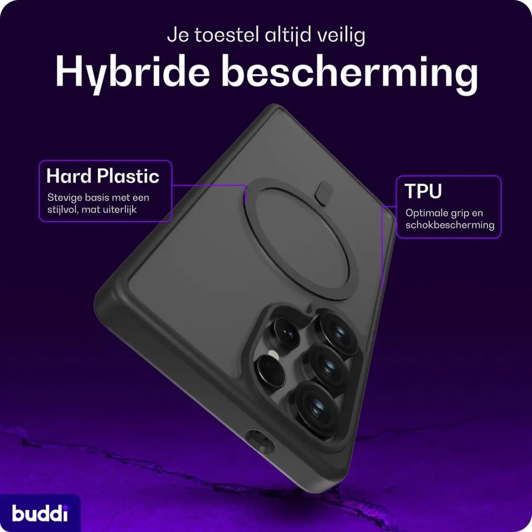 Buddi Frost Samsung Galaxy S25 Ultra Hoesje - Mat Zwart - afbeelding 2 van 6